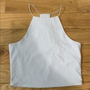 A baby blue crop top